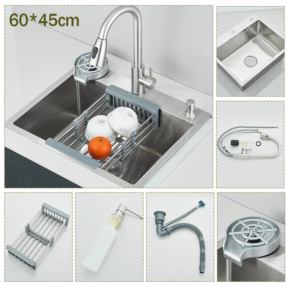 Stainless Steel Kitchen Sink With Integrated Faucet