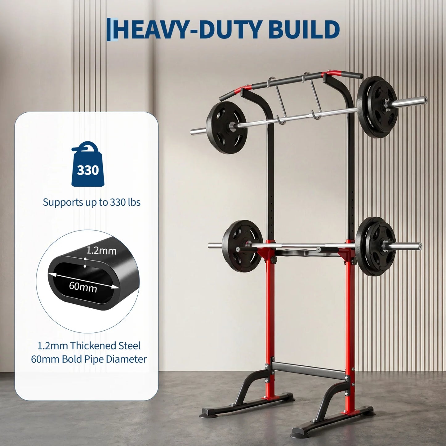 HiMISS Power Tower Pull Up Dip Station Adjustable Height