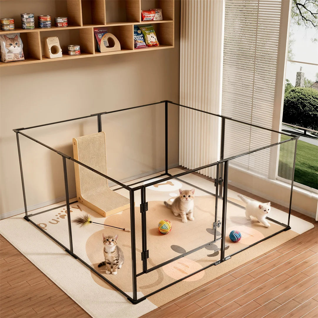 BINGOPAW 8 Panel Acrylic Dog Playpen For Indoor Use