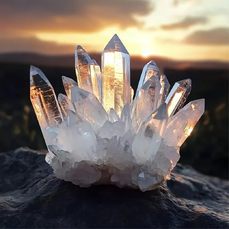 CrystalHola Clear Quartz Crystal Cluster Healing Ornament