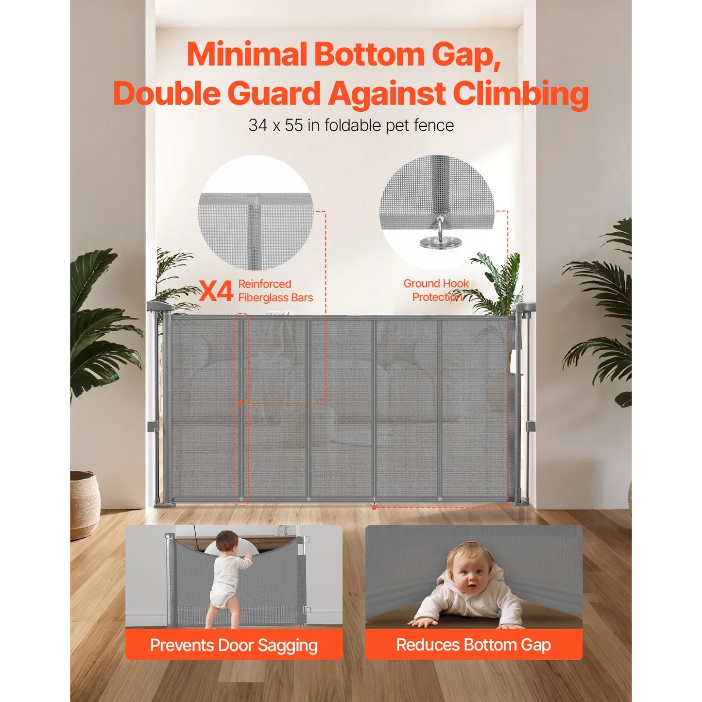 SucceBuy Retractable Baby Gate For Kids And Pets