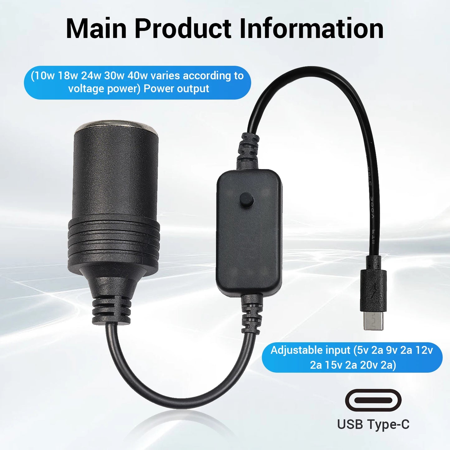 USB To 12V Cigarette Lighter Socket Adapter