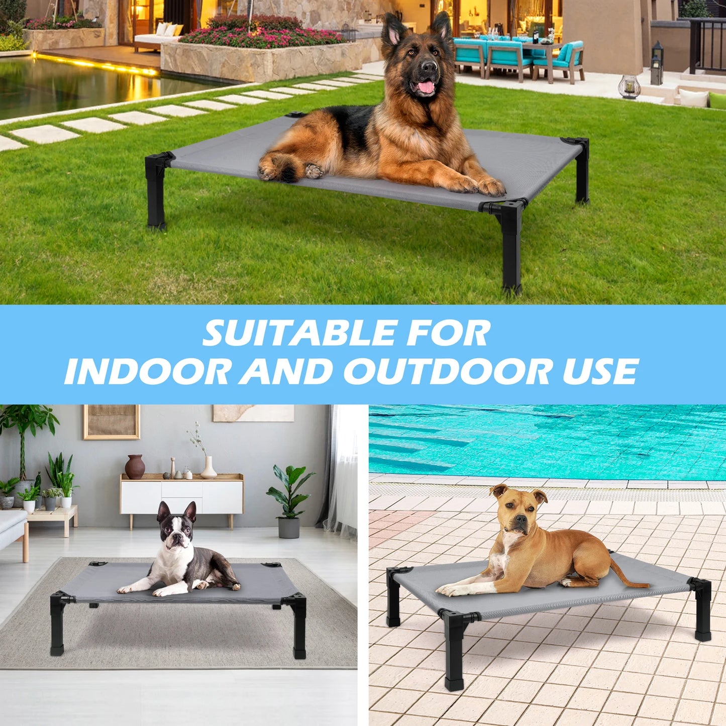 Elevated Cooling Dog Bed With Washable Breathable Frame