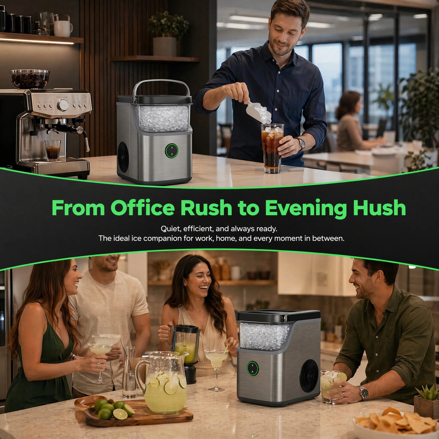 PHILERGO Portable Nugget Ice Maker Countertop Self Cleaning