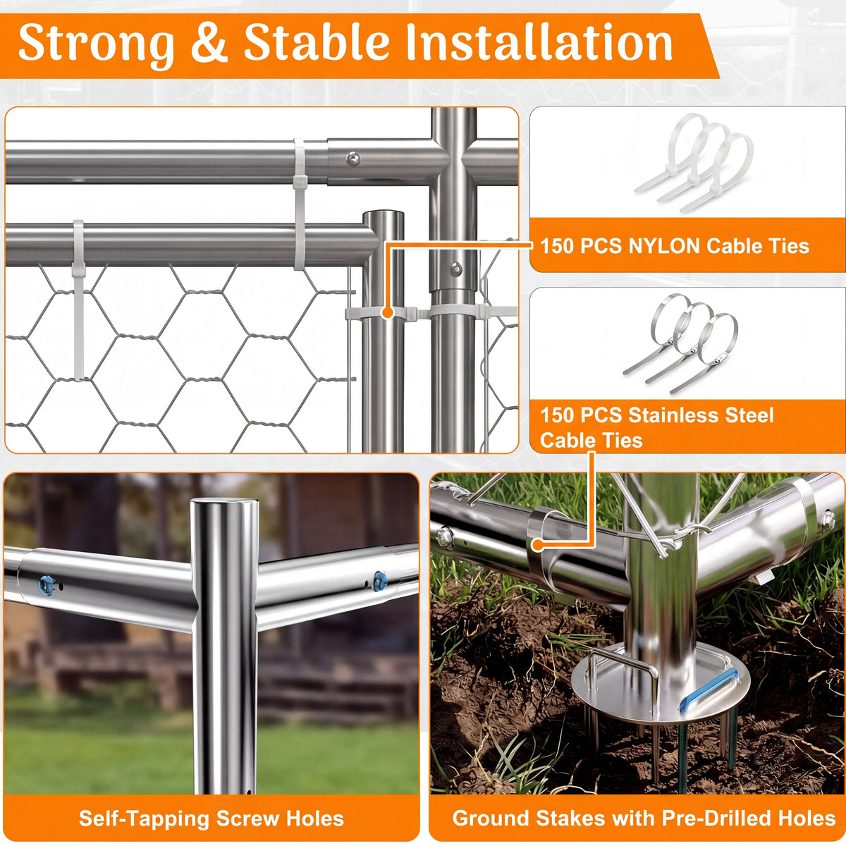 Heavy Duty Dual Opening Large Dog Kennel Stainless Steel Bowl