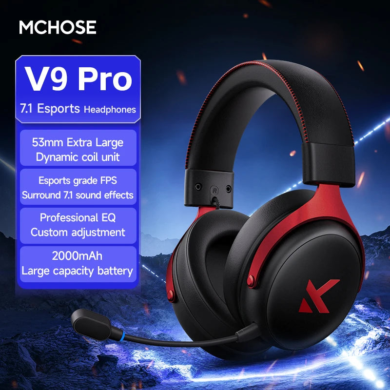 MCHOSE V9 Pro Wireless Gaming Headset Noise Canceling Mic
