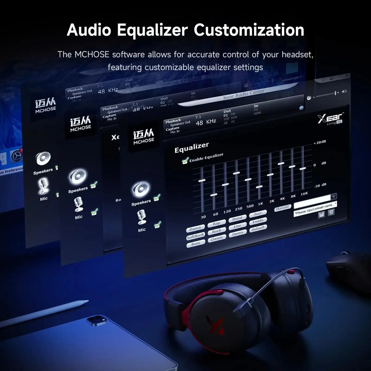 MCHOSE V9 Pro Wireless Gaming Headset Noise Canceling Mic
