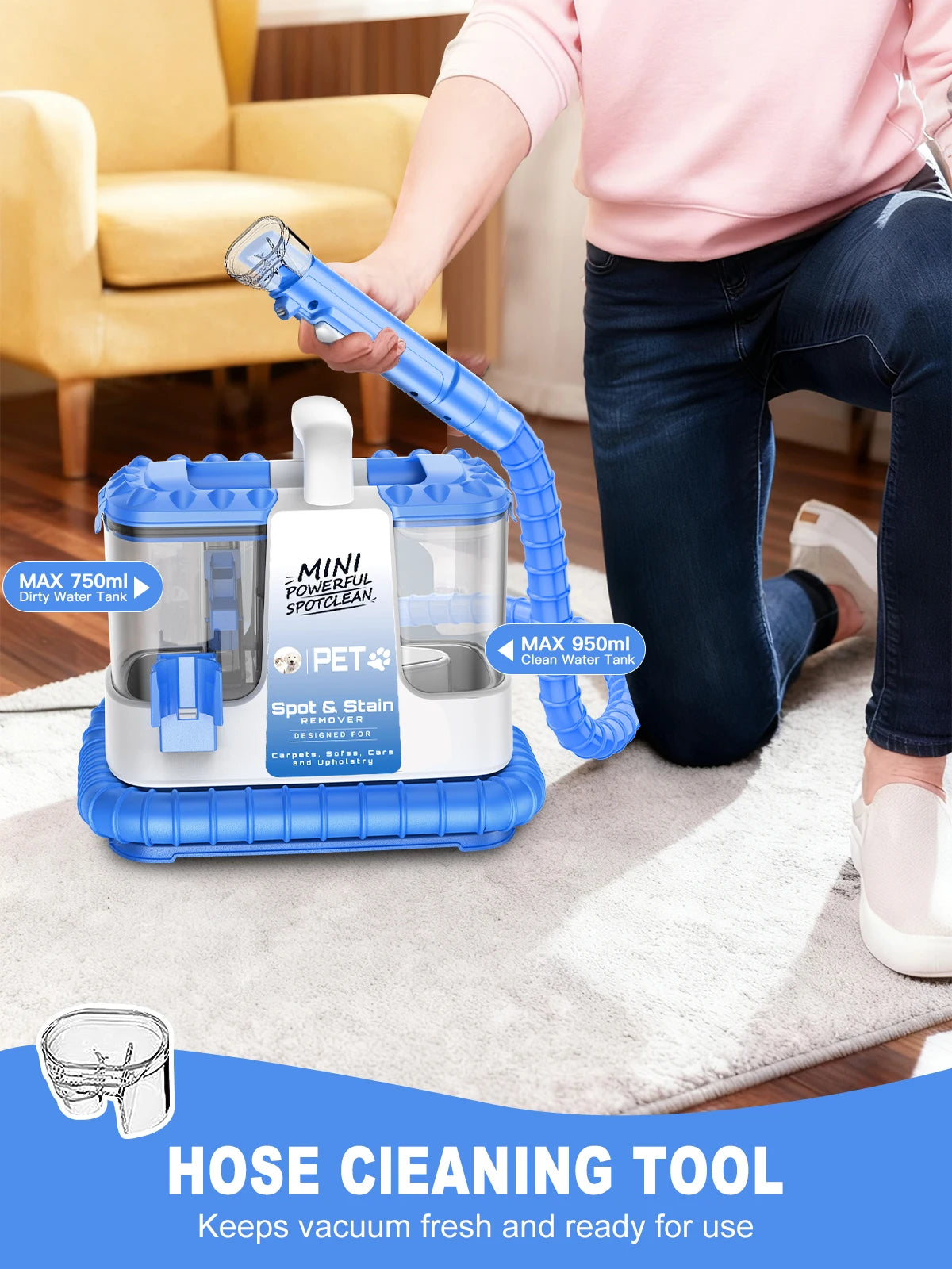 SUXIANGVAC Carpet Upholstery Cleaner 32Kpa Wet Dry Machine