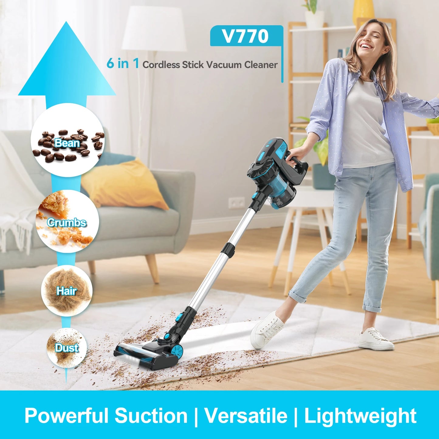 INSE V770 Cordless Vacuum Cleaner 6 in 1 for Pet Hair
