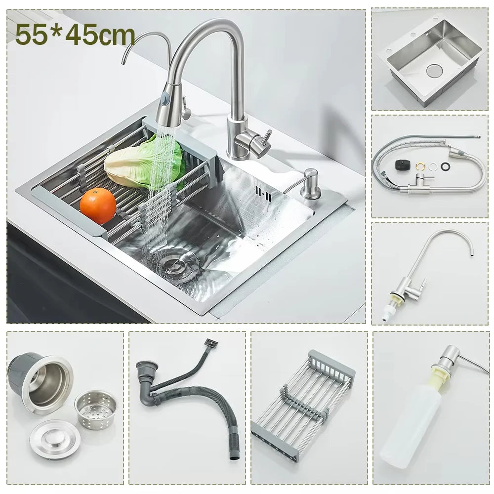 Stainless Steel Kitchen Sink With Integrated Faucet