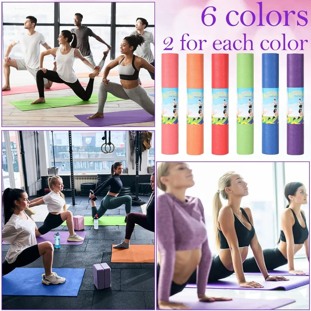 Non Slip Yoga Mats 12 Pack PVC Exercise Home Gym