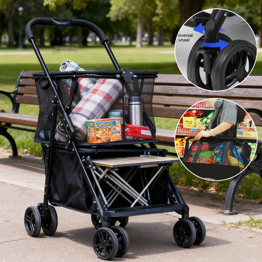 Functional Collapsible Carts Shopping Multifunctional Collapsible Cart Utility Trolley Cart Personal Shopping Cart or Pet Stroll