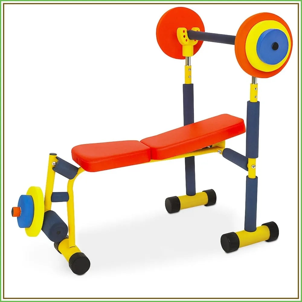 Adjustable Kids Weight Bench Set Barbell Ages 3 To 6