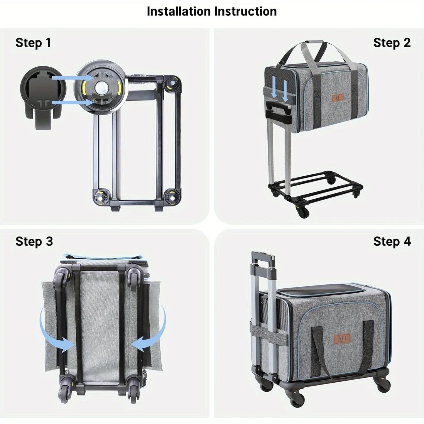 Wheeled Cat Cage Expandable Travel Crate for Pets