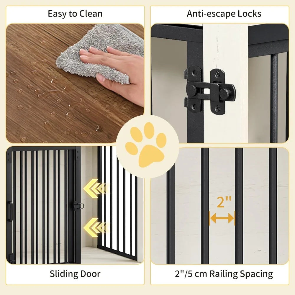 Dog Crate Furniture With Barn Door Heavy Duty Wood Kennel