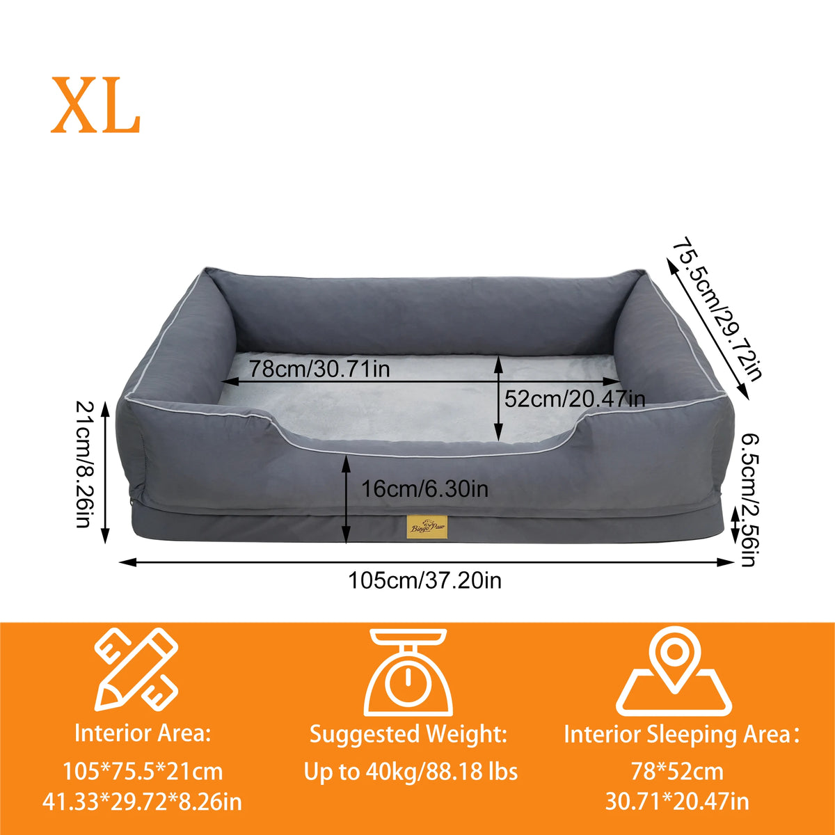 Bingopaw Orthopedic Dog Bed With Waterproof Cover