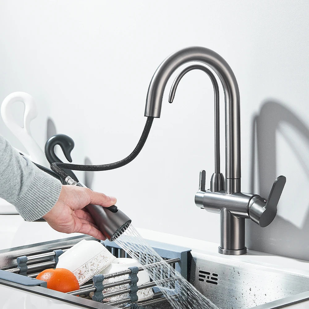 Onyzpily Kitchen Faucet Pull Out Dual Handle