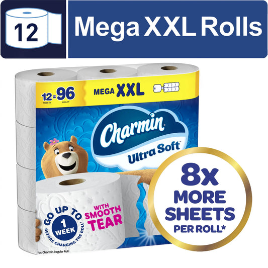 Ultra Soft 2 Ply Toilet Paper 12 Mega Rolls
