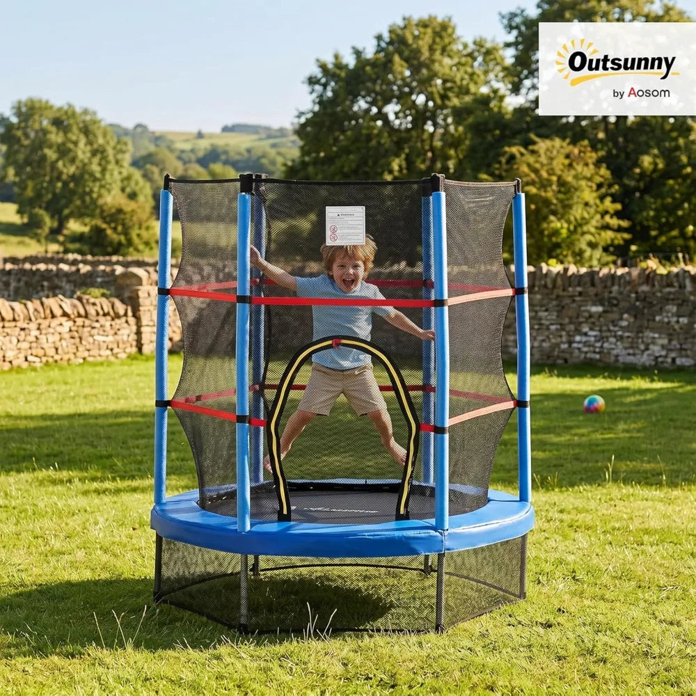 Kids Trampoline With Enclosure Net And Springless Design
