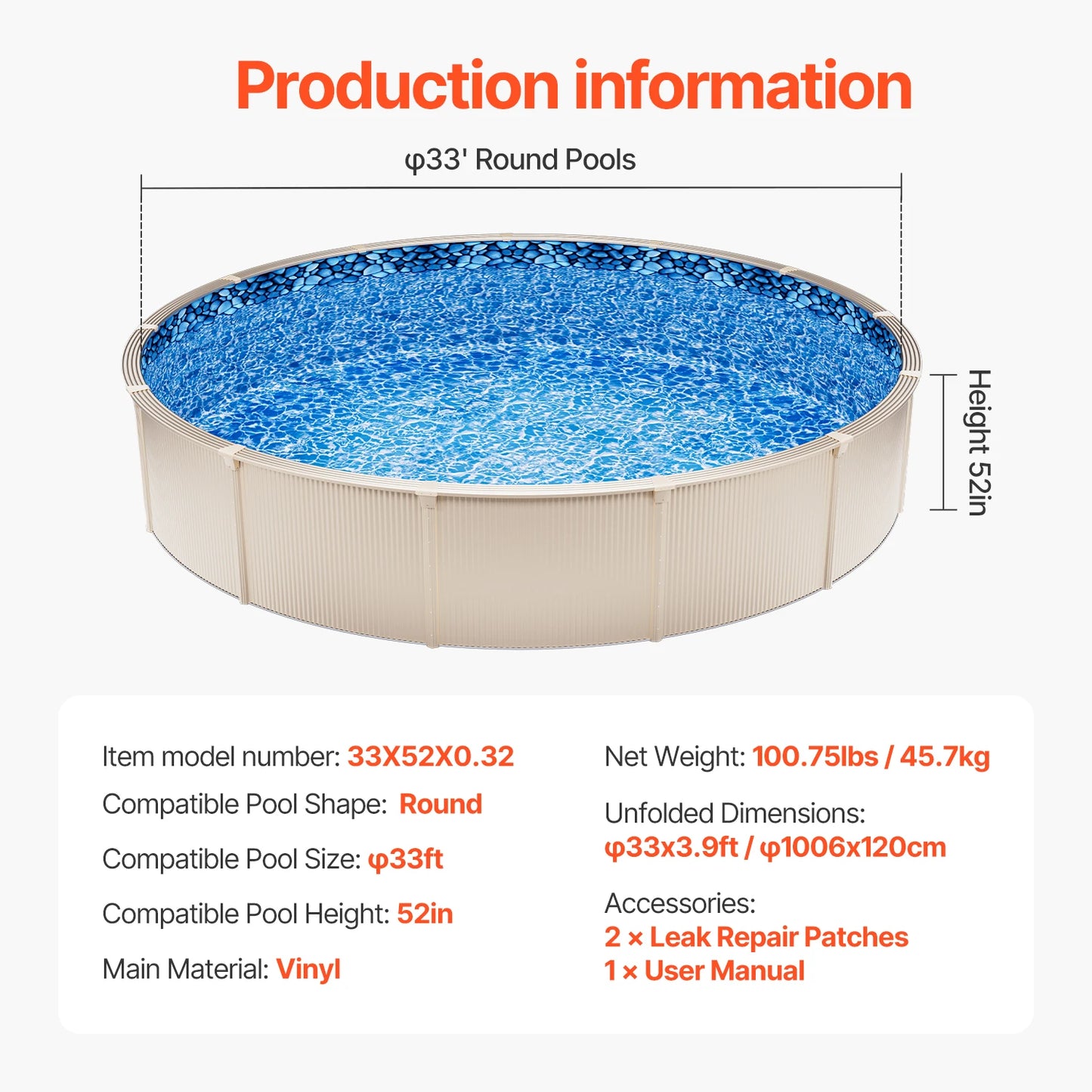 SucceBuy Round Above Ground Pool Liner
