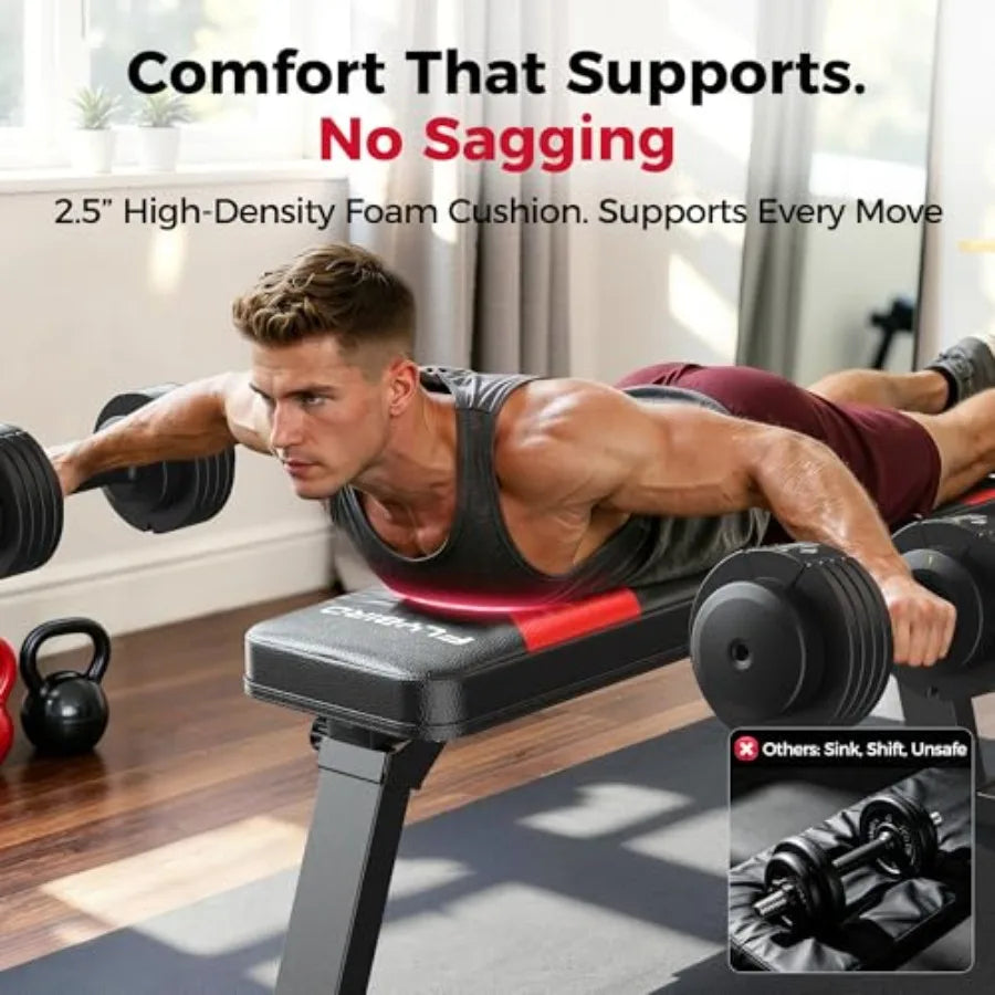 Foldable Flat Weight Bench For Home Gym Dual Locking