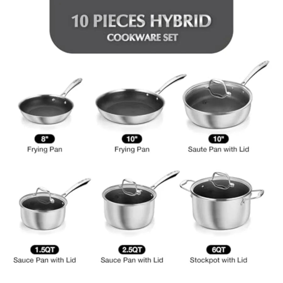 Triply Stainless Steel 10-Piece Cookware Set Nonstick