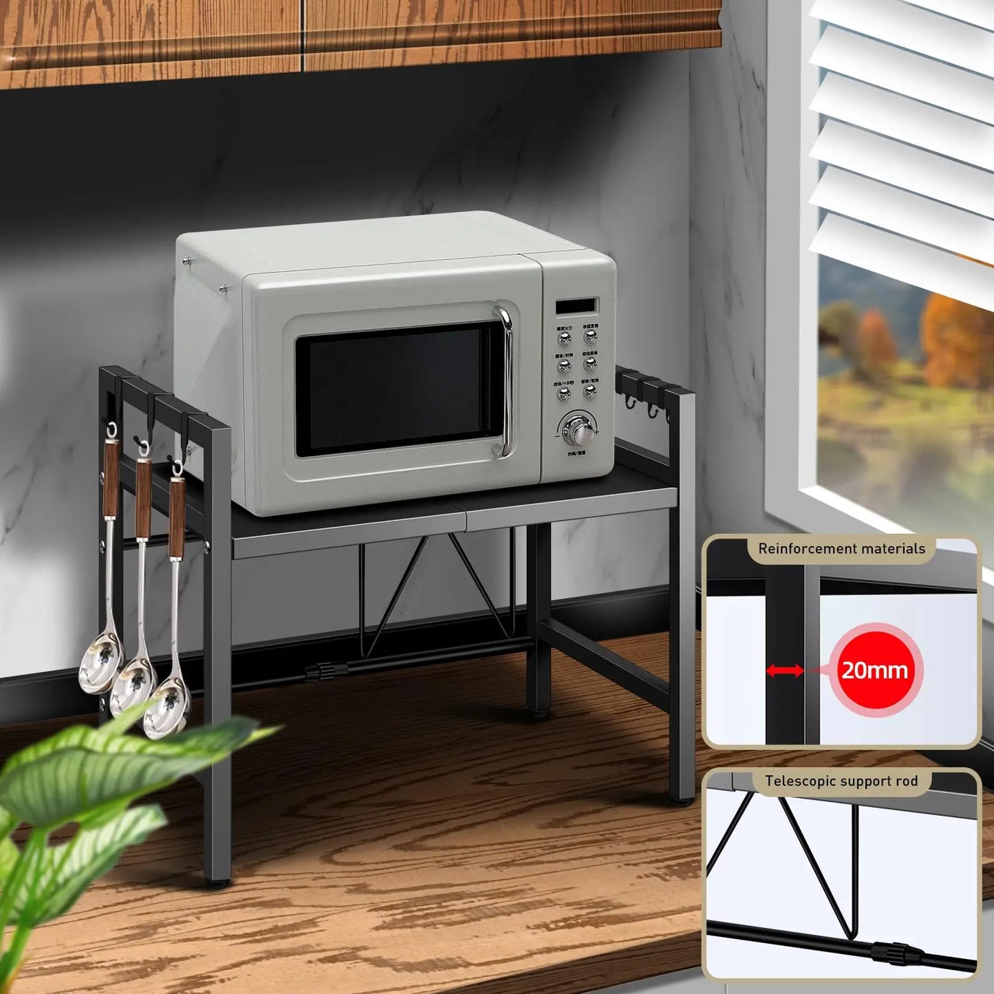Expandable Microwave Shelf Organizer Moisture And Rust Proof