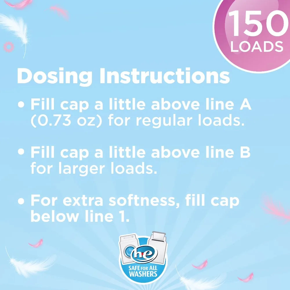 Gentle Soft Liquid Fabric Softener Spring Showers Scent 111 Fl Oz 150 Loads Softening Effect Compare to Downy
