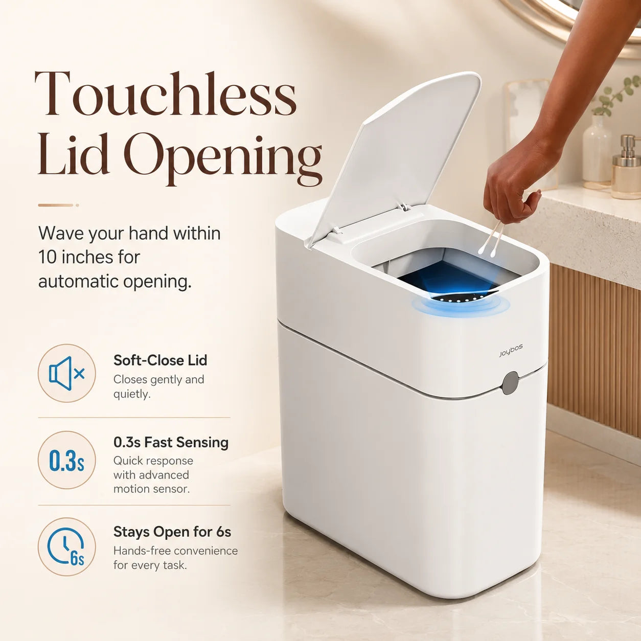 Joybos Touchless Trash Can With Motion Sensor