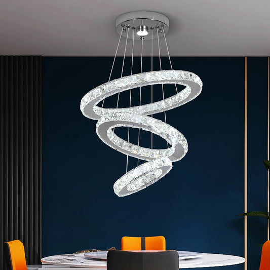 GreeLustr Modern Crystal Pendant Ring Chandelier