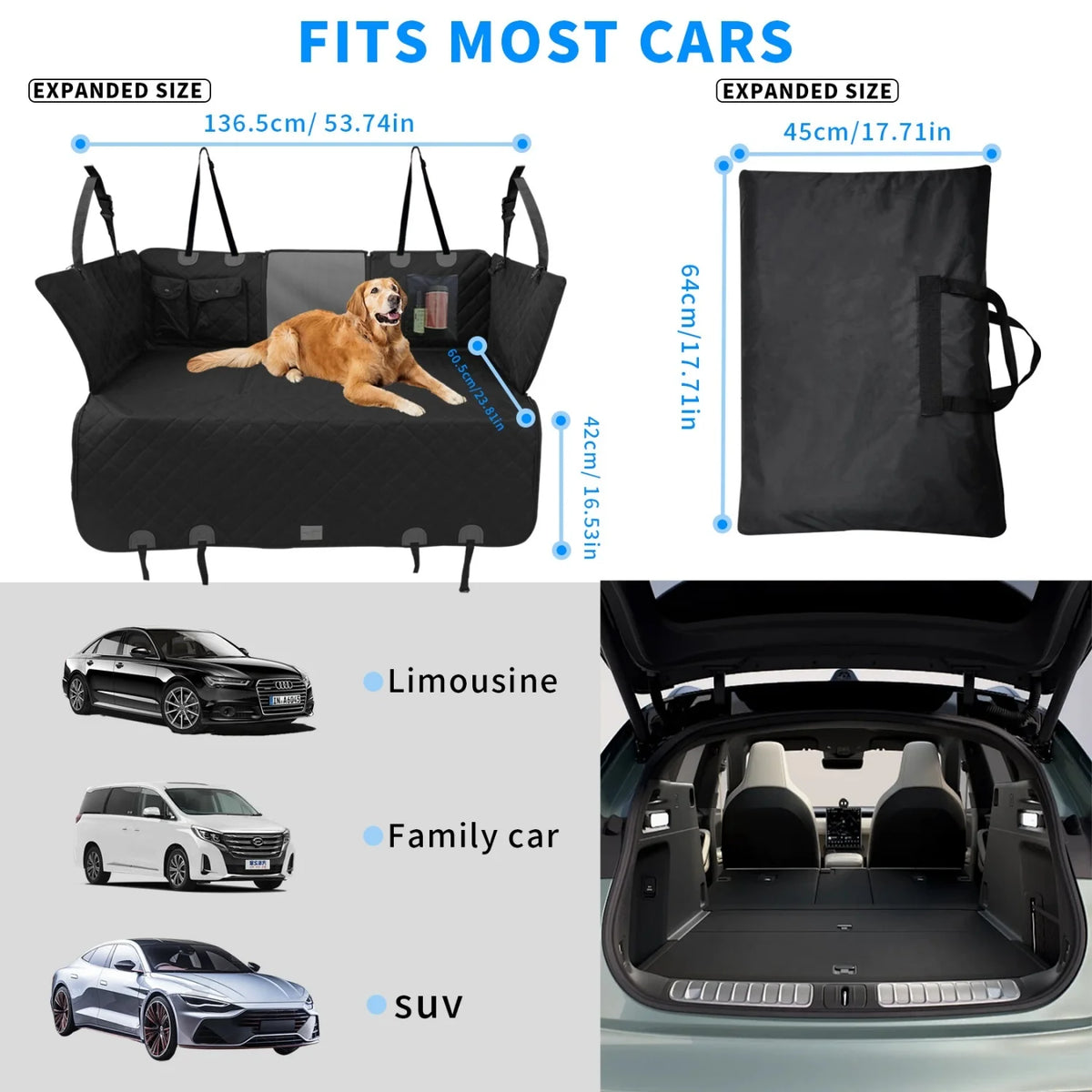Bingopaw Hard Bottom Dog Car Seat Cover With Pockets