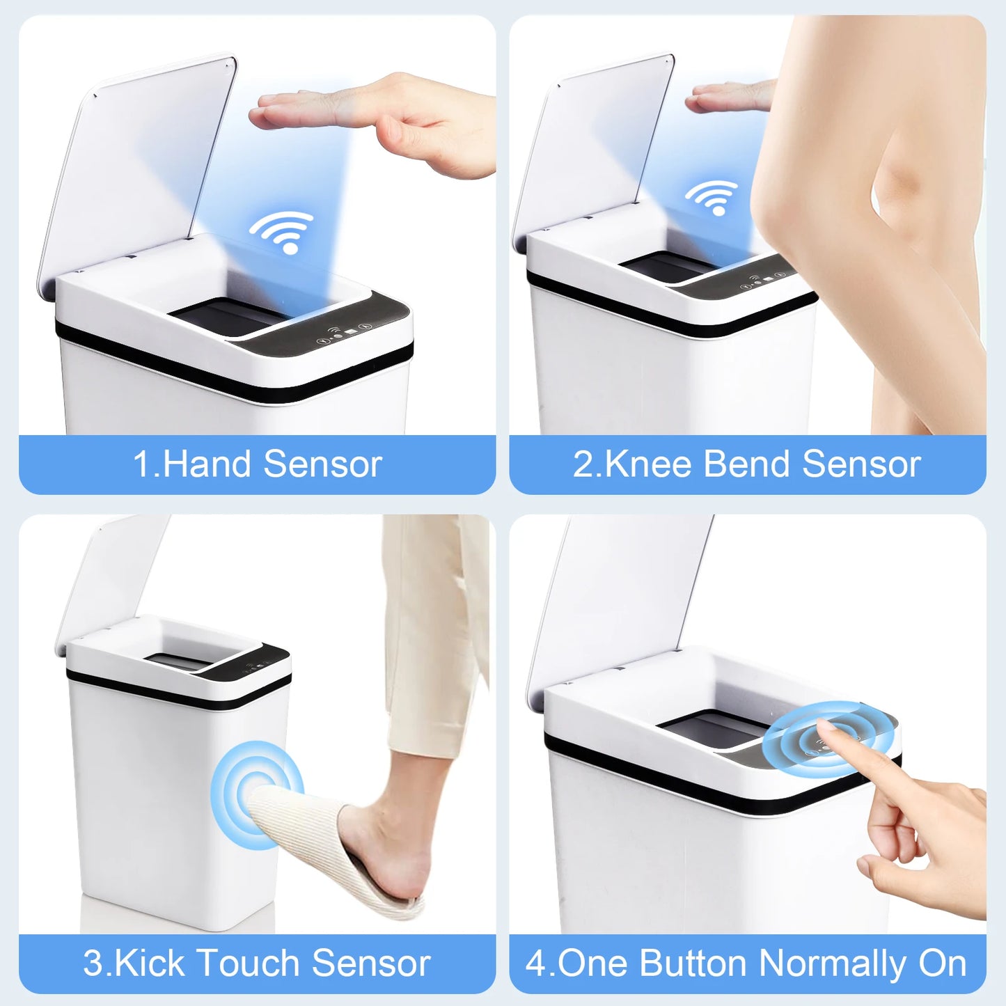 2 Pack Touchless Motion Sensor Trash Cans Slim Design