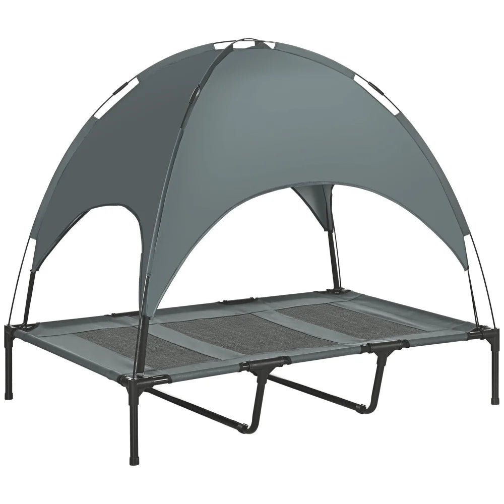 PawHut Elevated Dog Cot Bed With UV Canopy Shade