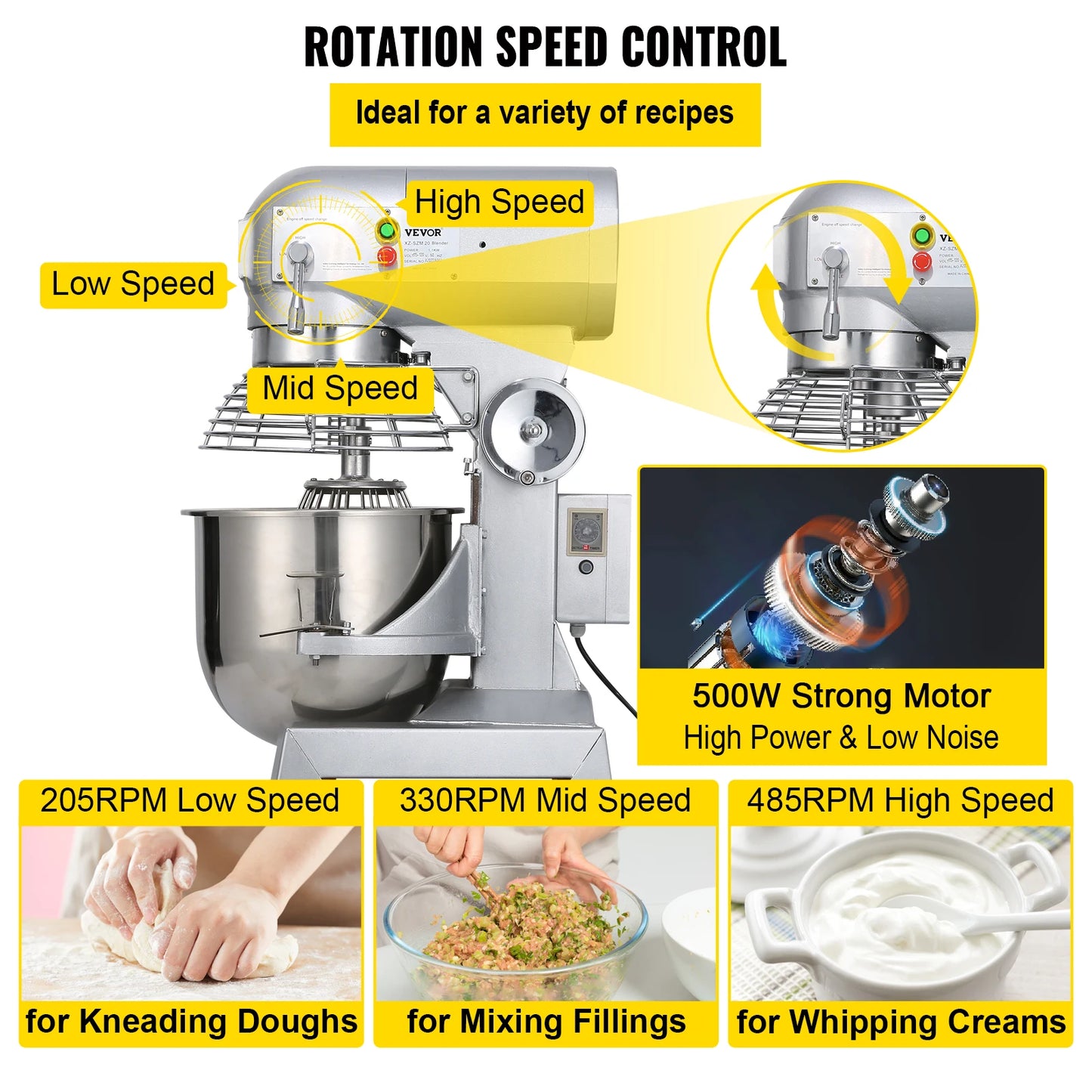 SucceBuy Commercial Food Mixer Heavy Duty Stainless Steel