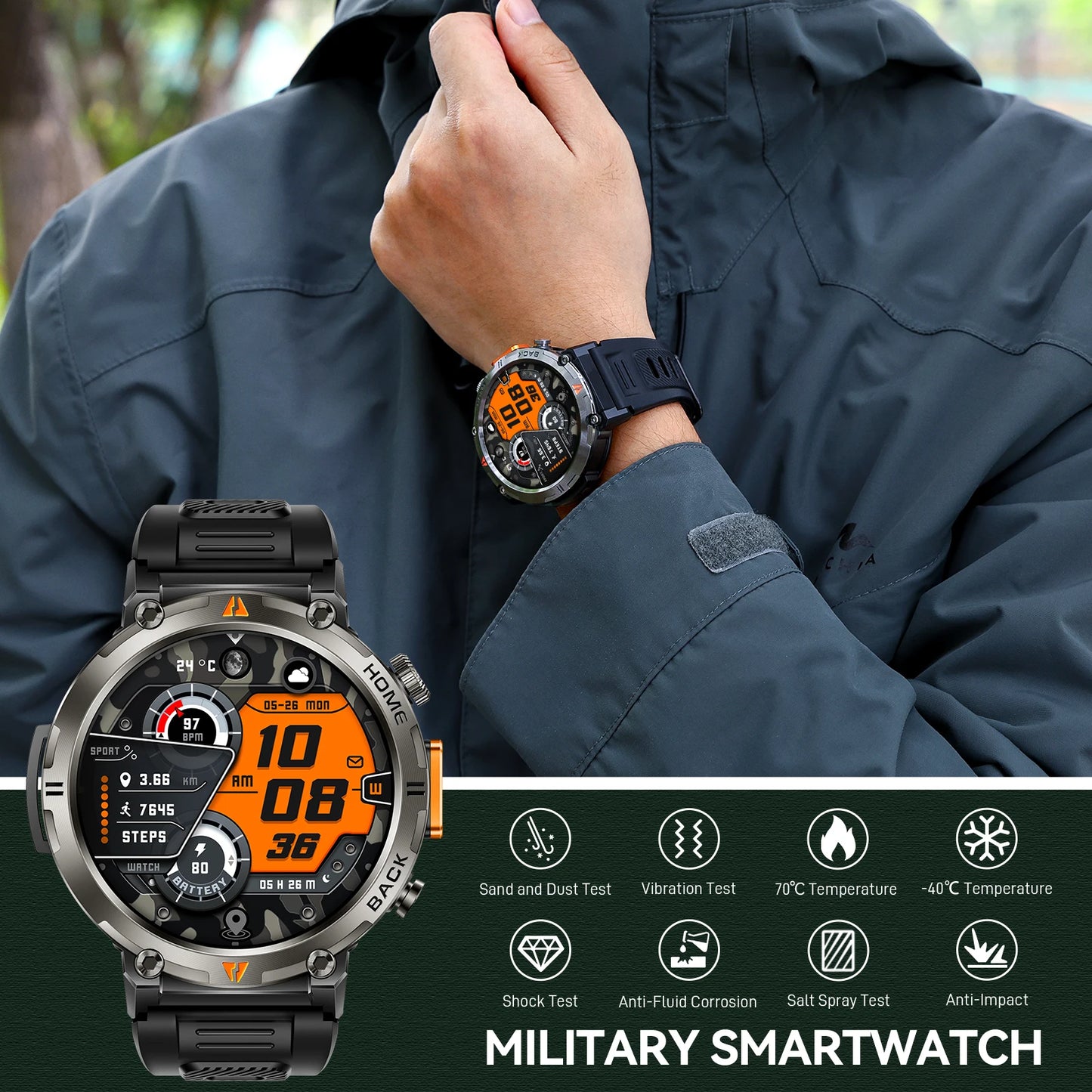 EIGIIS KE3 Bluetooth Call Smartwatch Heart Rate Monitor