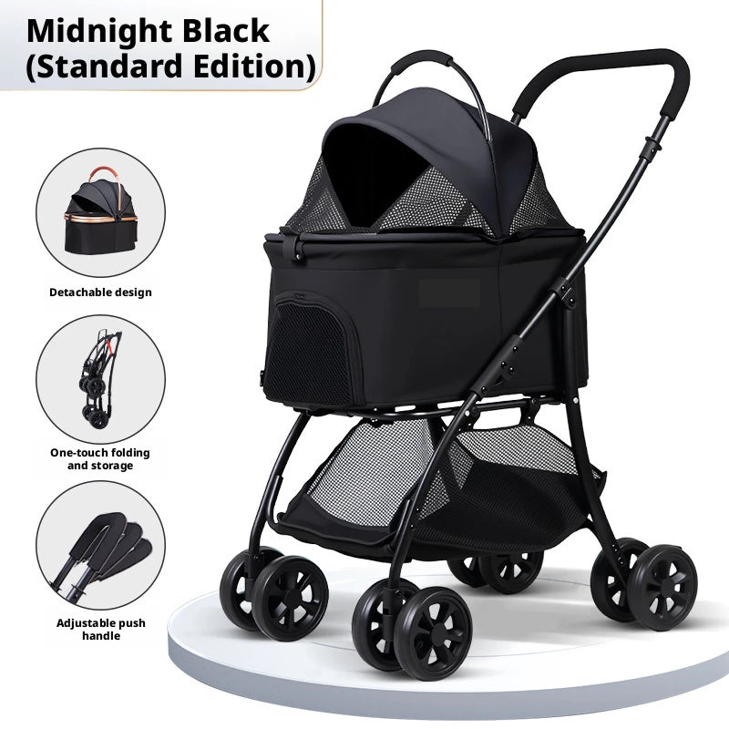 2-in-1 Detachable Pet Stroller Lightweight Foldable Carrier
