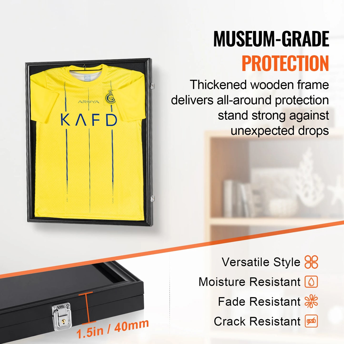 SucceBuy Jersey Display Case With Lockable Shadow Box