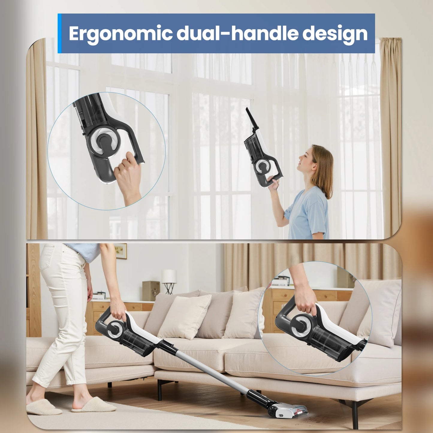 Lamzien Cordless Vacuum Cleaner 30KPa 40Min AntiTangle Brush