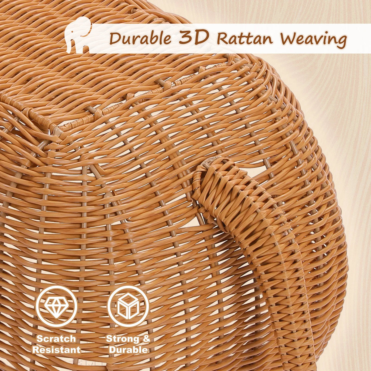 Pawz Road Elephant Wicker Cat Bed With Cushion