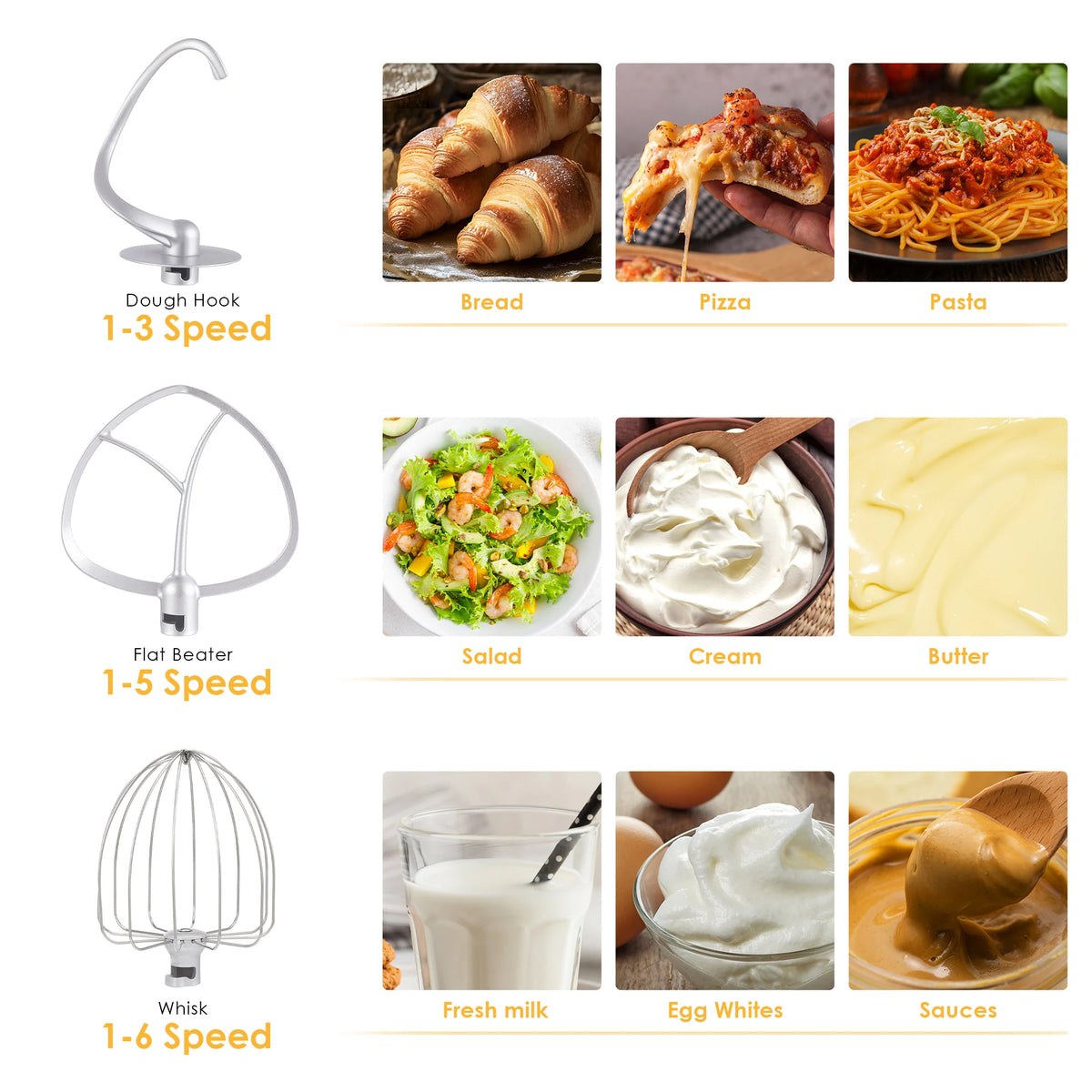 BioloMix 1200W 6L Stand Mixer With Tilt Head