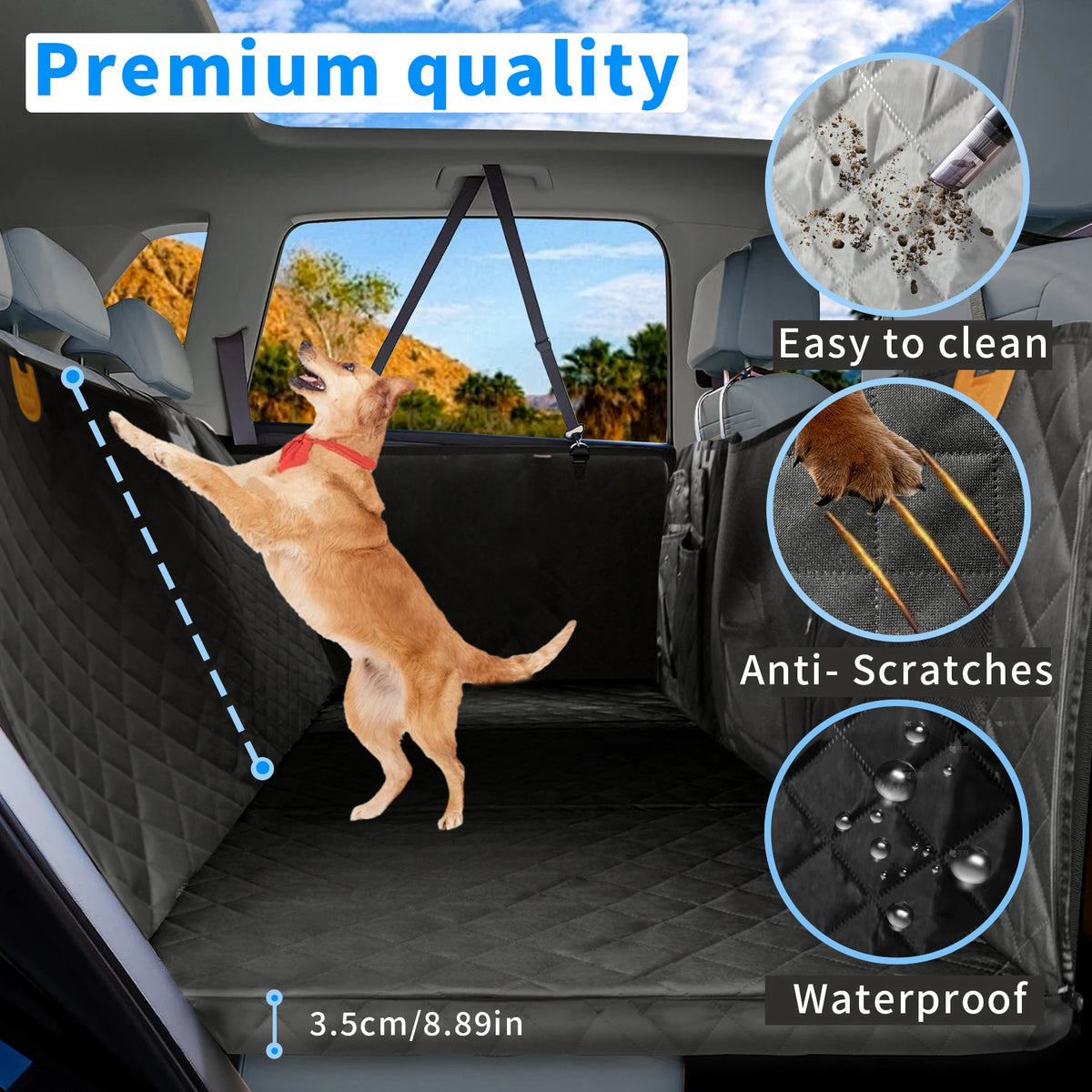 Borwart Waterproof Dog Back Seat Extender Cover