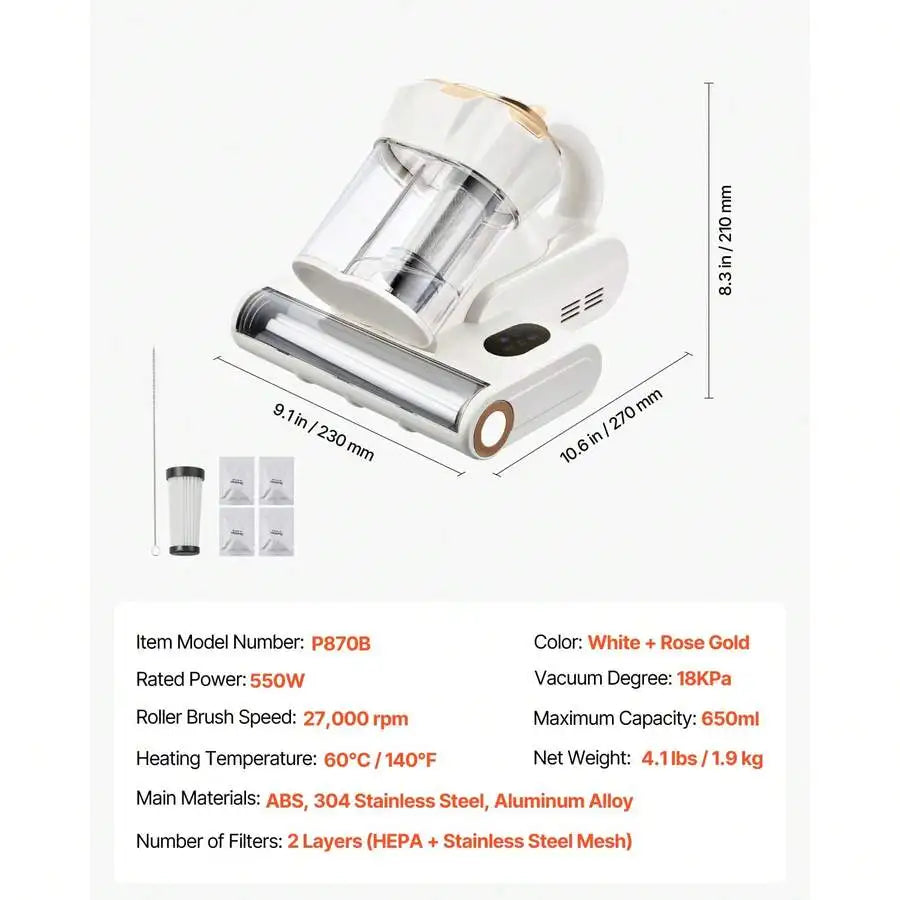 XMSJ Mattress Vacuum Cleaner 550W With 18KPa Suction HEPA