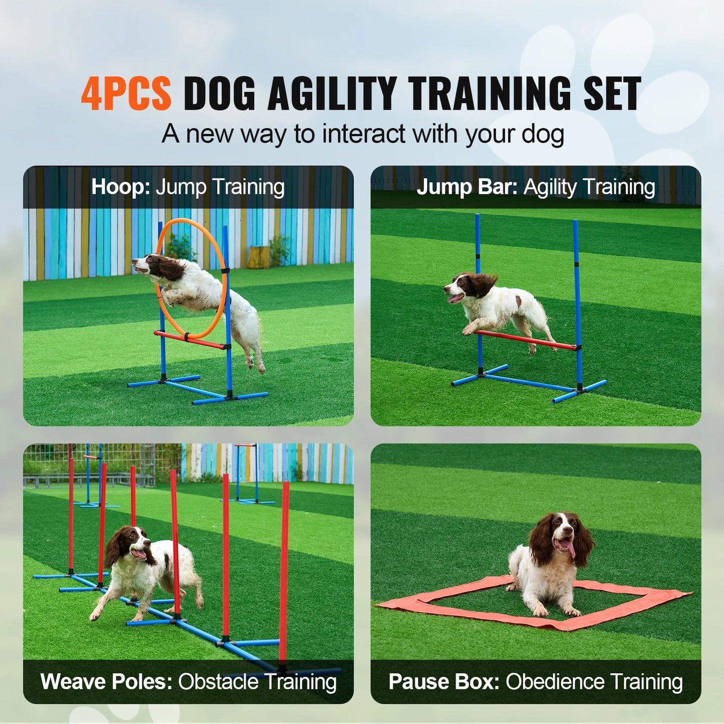 SucceBuy Dog Agility Training Set 4 Adjustable Hurdles