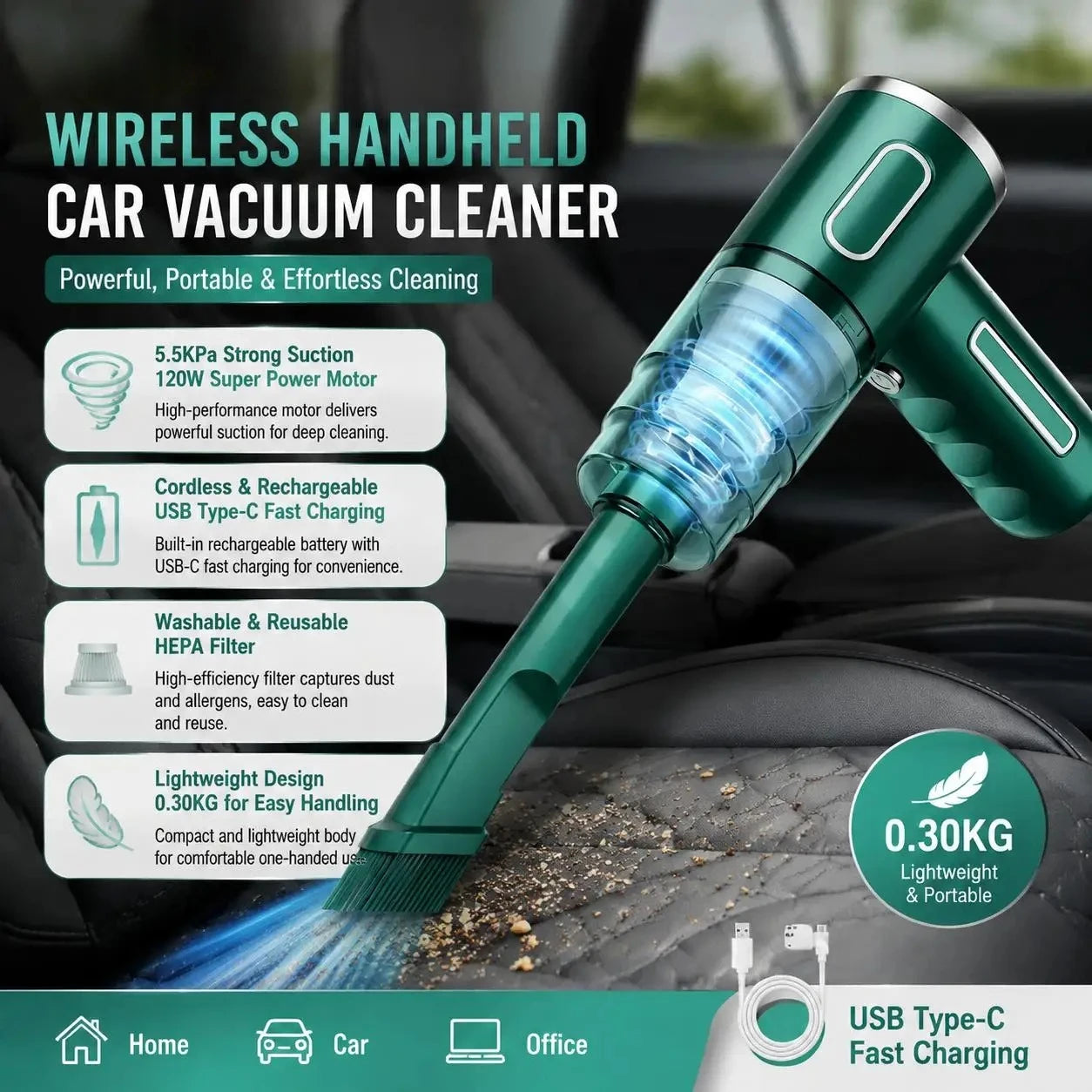 Wireless Handheld Vacuum Cleaner Rechargeable Car And Home