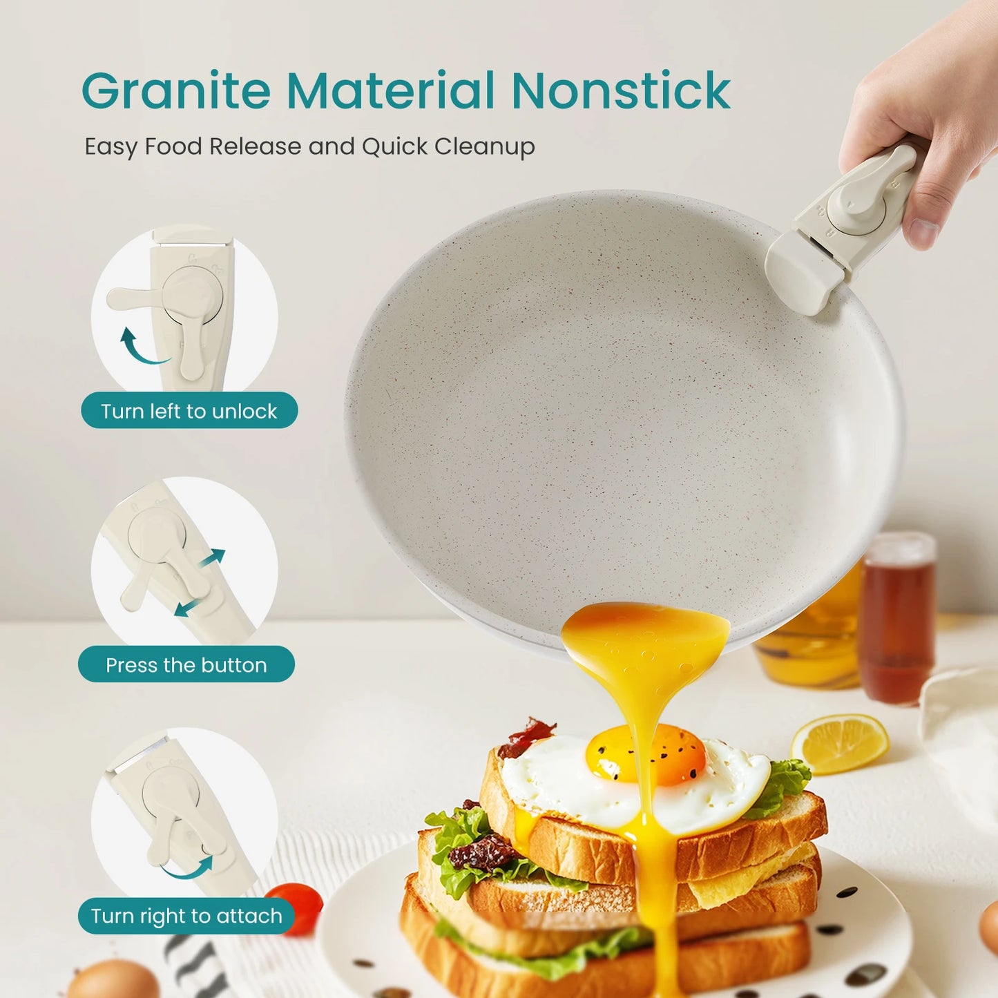 JHK 12 Piece Nonstick Pots and Pans Set Granite Coating