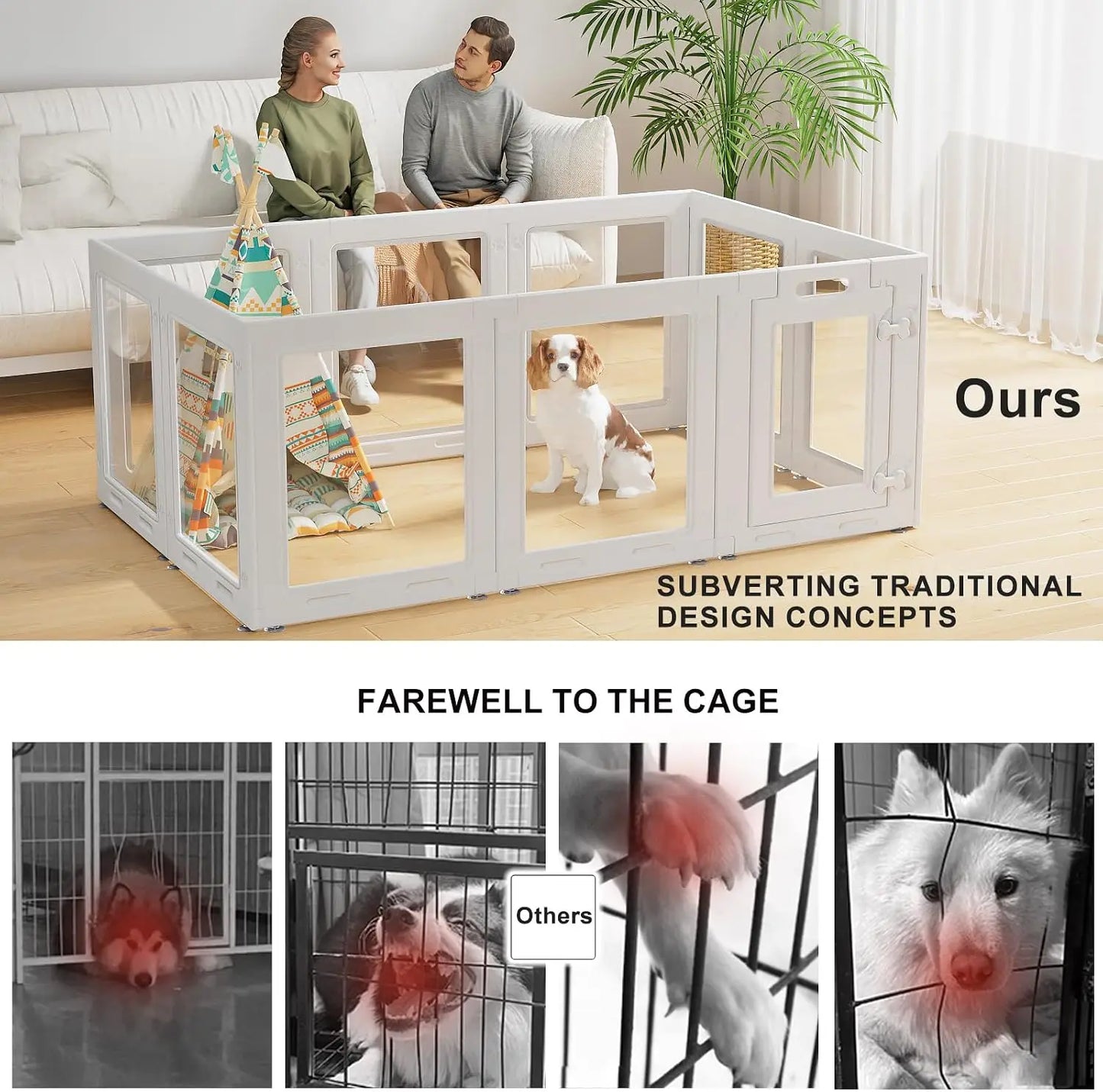 Clear Acrylic Dog Playpen With Door For Small Dogs