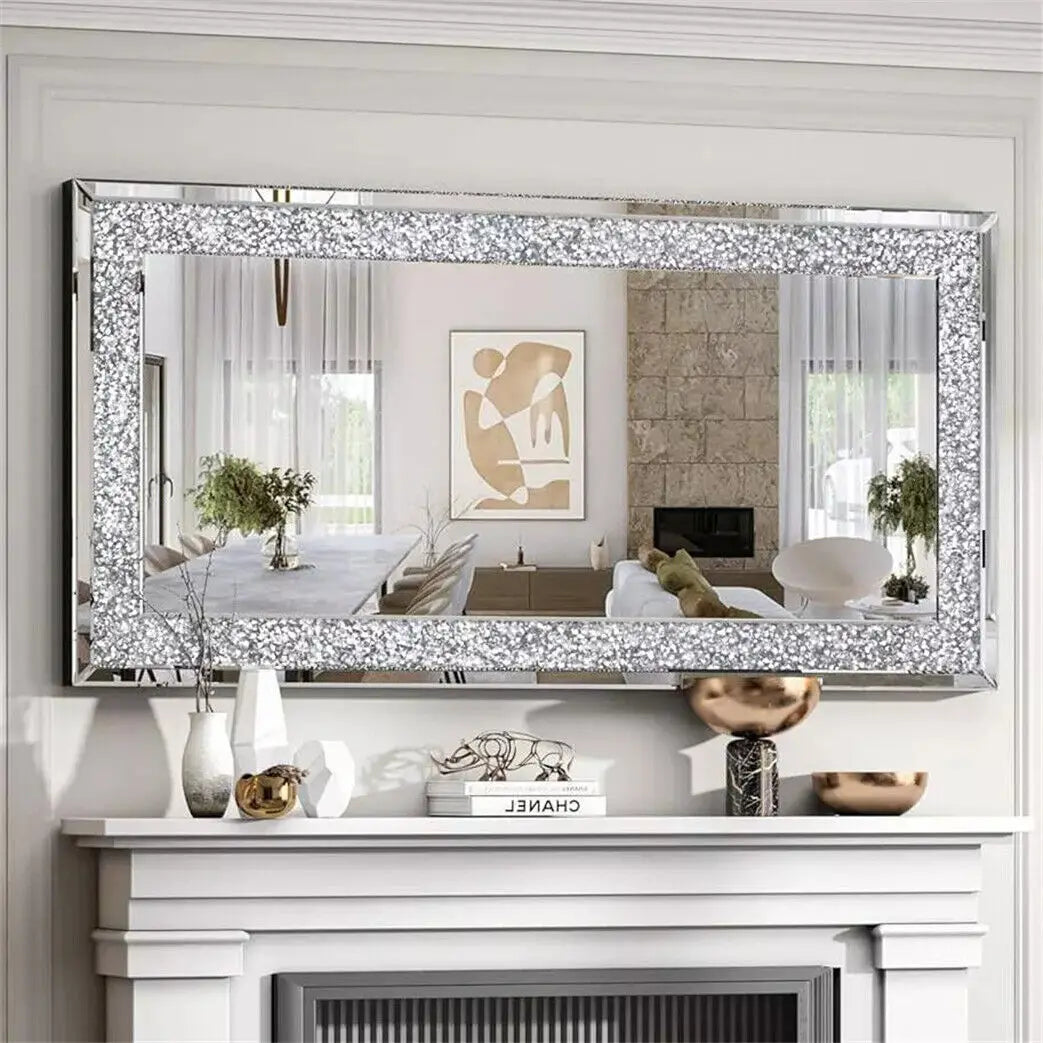 Crystal Crush Diamond Wall Mirror Framed Living Room