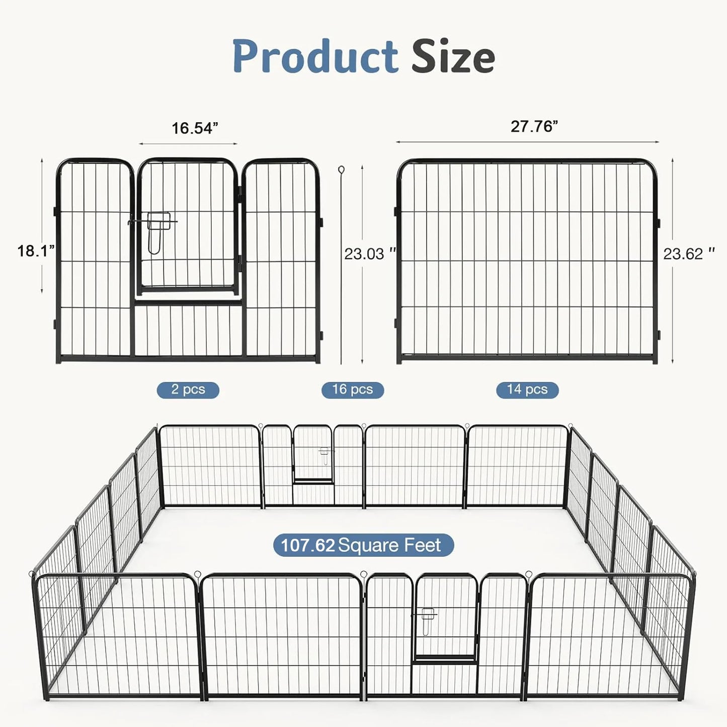 JHK Dog Playpen Foldable Outdoor Fence