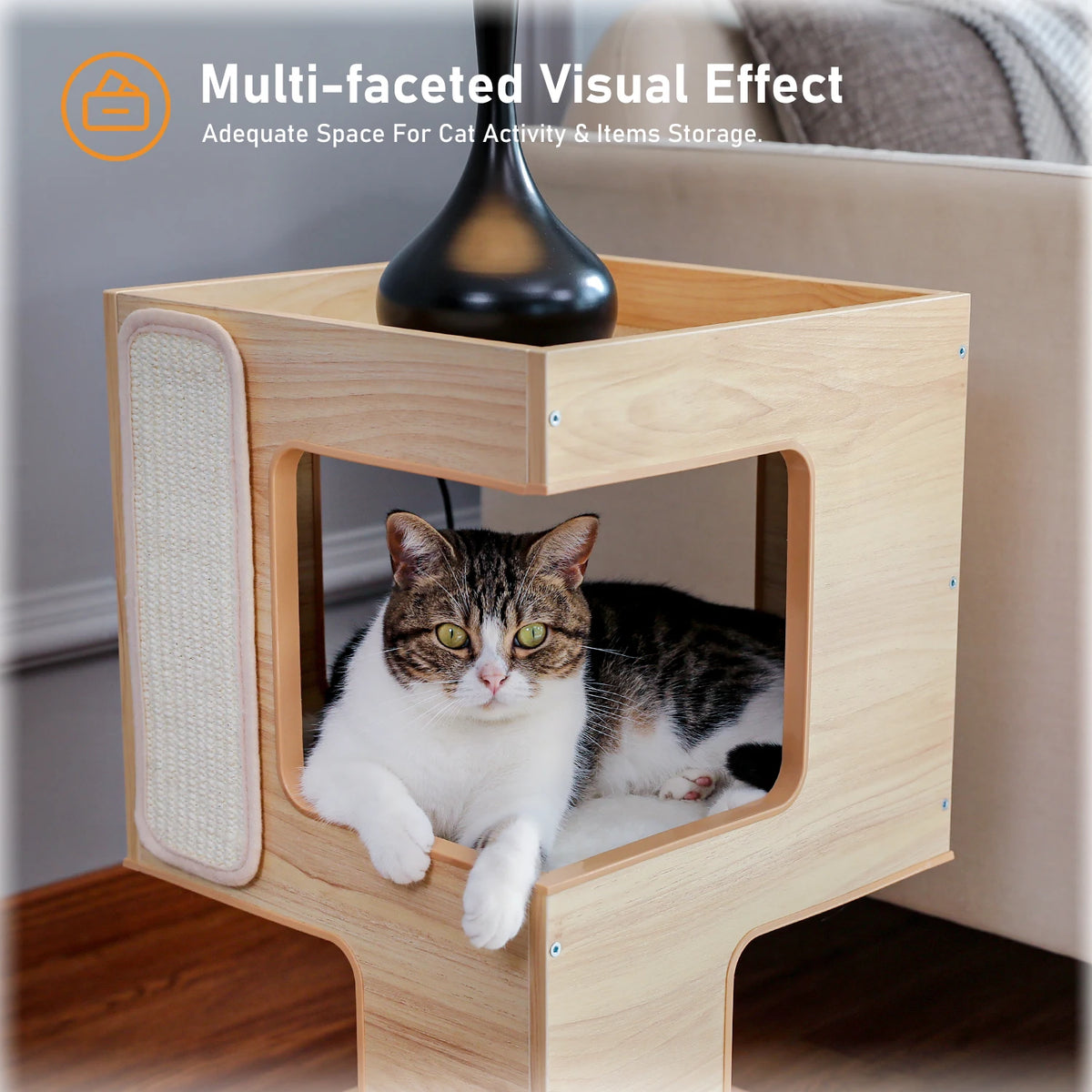 Pawz Road Wooden Cat Condo With Scratching Pad