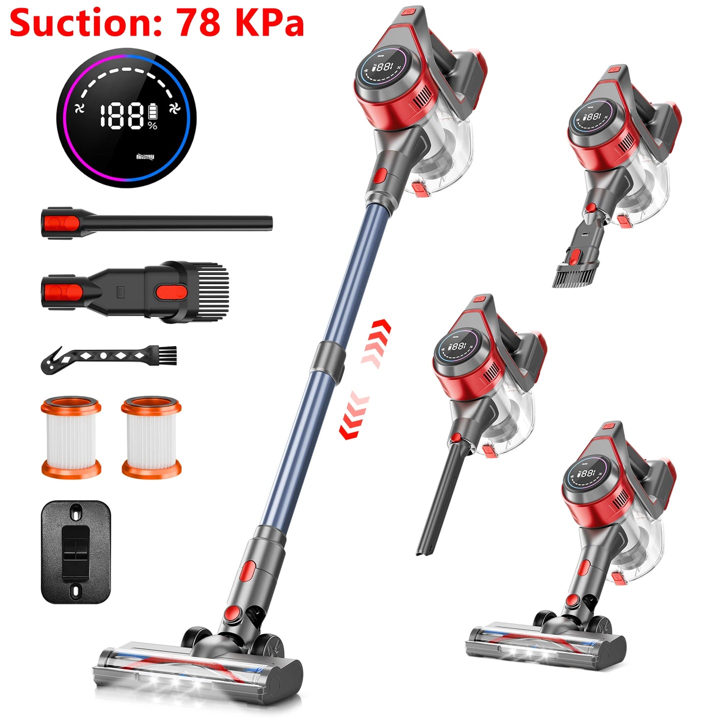 Honki Cordless Vacuum Cleaner 78KPa 45Min Battery Life